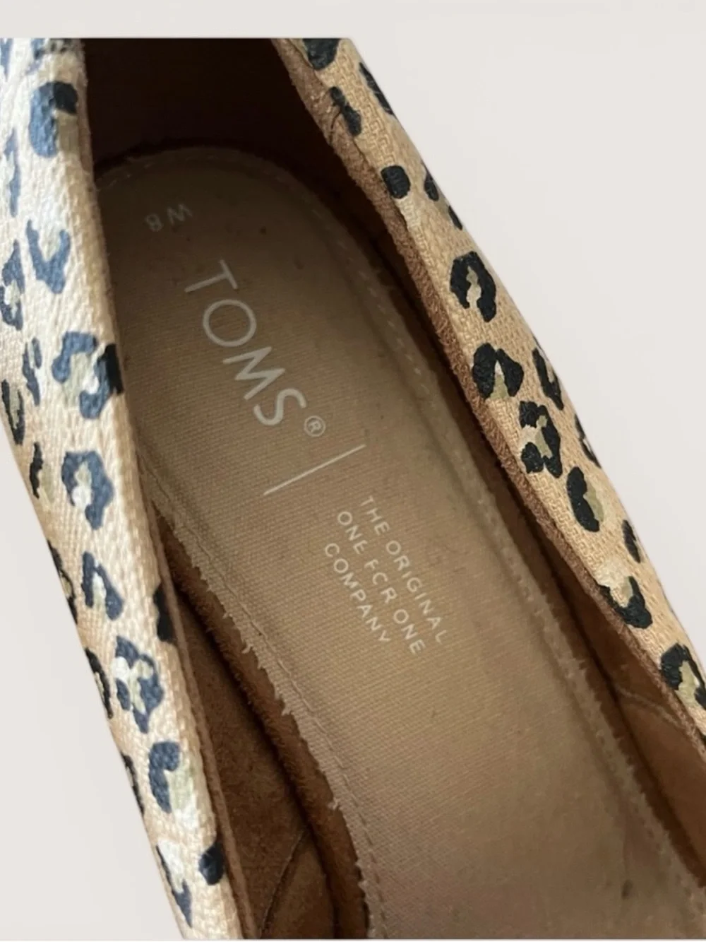 Toms Tan and Black Leopard Animal Print Wedge Peep Toe Sandals